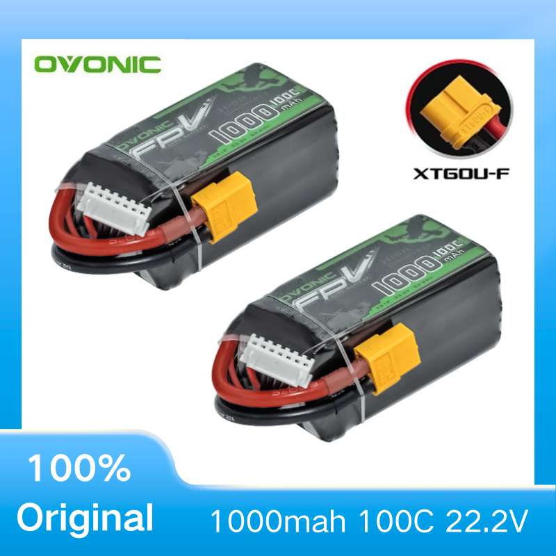 Drone Battery Li-Ion - 2 Stuks OVONIC 1000mAh 100C 22.2V